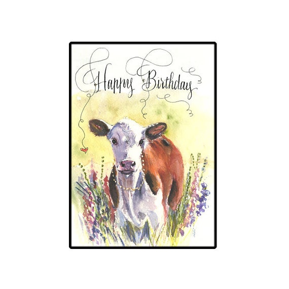 Carte De Vache De Joyeux Anniversaire Carte De Vache Etsy