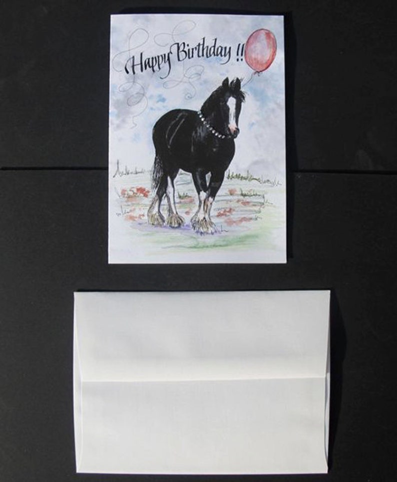 Tarjeta de caballo de cumpleaños de Clydesdale, tarjeta de cumpleaños del caballo de tiro imagen 3