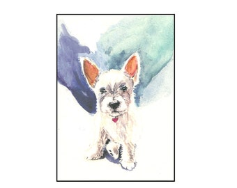 Cute White Terrier Card, White Terrier Birthday Card, Terrier All Occasion Card