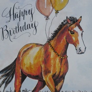 Handmade Birthday Horse Card, Bay Horse Birthday, Horse with Balloons image 5