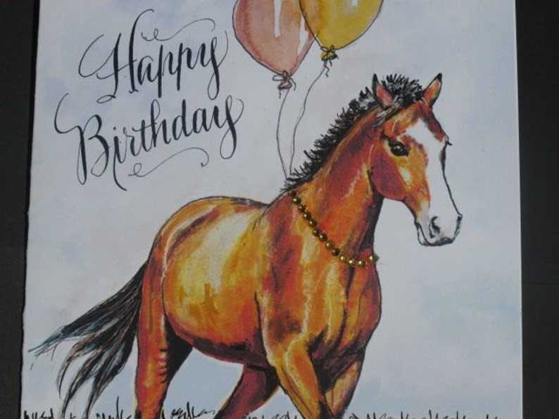 Handmade Birthday Horse Card, Bay Horse Birthday, Horse with Balloons image 5