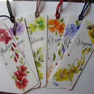 Hand Painted Floral Bookmark: Personalized Calligraphy Gift
