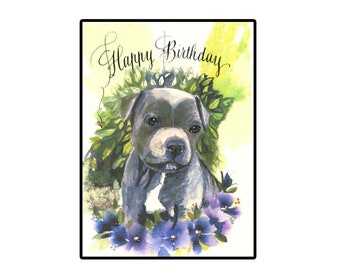 Cute Pit Bull Puppy Greeting Card, Puppy Greeting Card, Pit Bull All Occasion Card