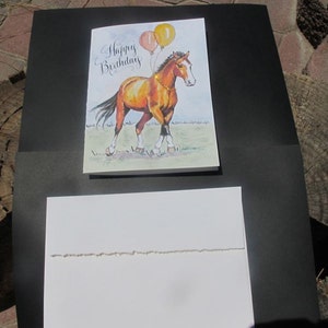 Handmade Birthday Horse Card, Bay Horse Birthday, Horse with Balloons image 2