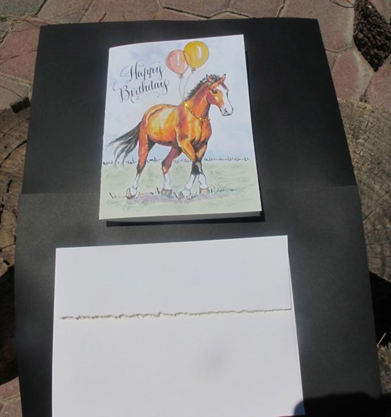 Handmade Birthday Horse Card, Bay Horse Birthday, Horse with Balloons image 2