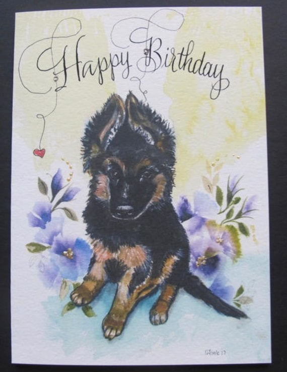 Berger Allemand Chiot Anniversaire Berger Mignon Carte Etsy