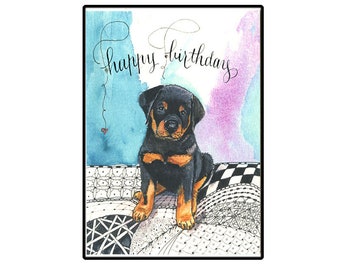 Birthday Card, Rottweiler Puppy Birthday Card, Rottweiler Greeting Card, Dog Lover's Card