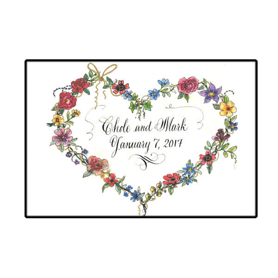 Personalized Wedding Gift, 5x7 Framable Art, Custom Wedding Calligraphy ...