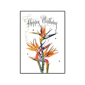 Bird of Paradise Birthday Greeting Card, Watercolor Bird of Paradise card, Handmade Floral Card