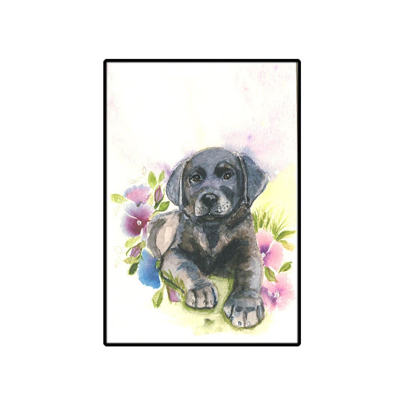 Greeting Card, Labrador Retriever Greeting Card, Lab with Flowers card image 1