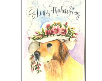 Mother's day Card, Beautiful Golden Retriever Mother's day card, Dog lover card for mom,