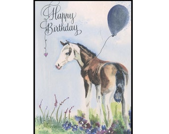 Horse Greeting Card, Cute Pinto Card