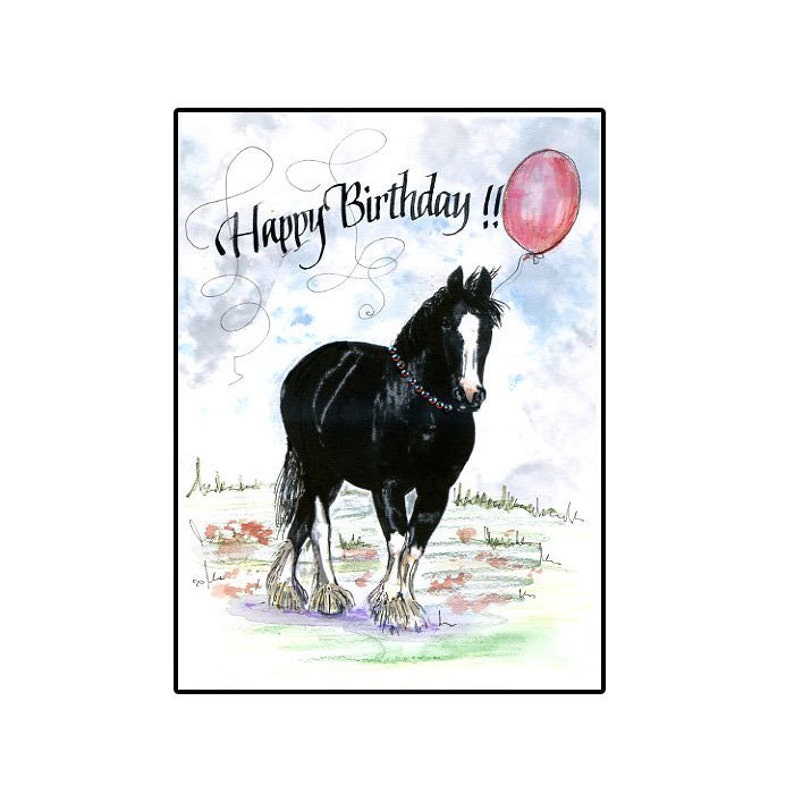 Tarjeta de caballo de cumpleaños de Clydesdale, tarjeta de cumpleaños del caballo de tiro imagen 1