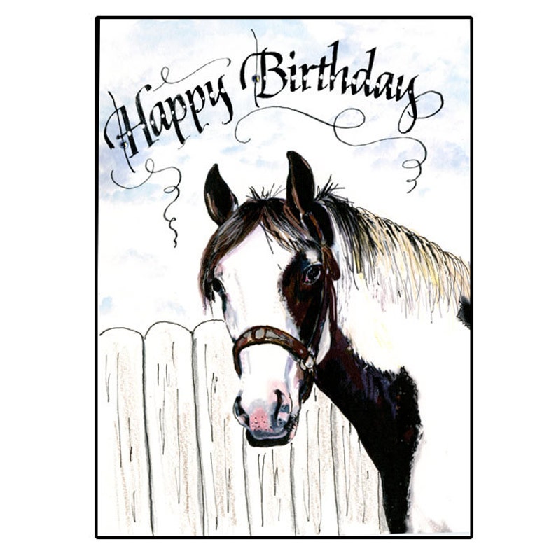 Pinto Horse Birthday Card, Western Horse Birthday Card, Birthday Horse card image 1