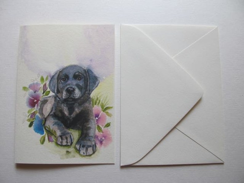 Greeting Card, Labrador Retriever Greeting Card, Lab with Flowers card image 3