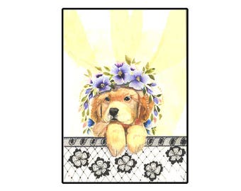 Golden Retriever Puppy Card, Golden Retriever Card, Dog Lovers card