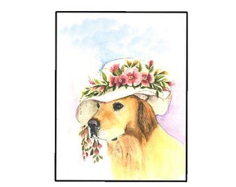 Beautiful Golden Retriever Greeting Card, Hand painted Dog Card