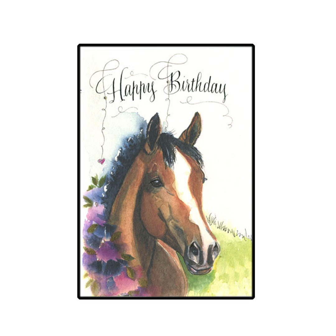 Old English Co. Watercolour Horse Card - Black Horse Card For Horse Lover Birthday - View #8
