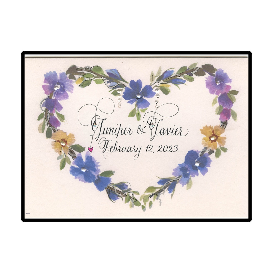 Personalized Wedding Card: Watercolor Floral Heart Keepsake - Etsy