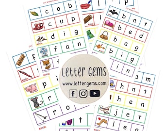 Learn to Read CVC Words - Phonics - CVC Worksheet-Homeschool-Preschool Printable-Build a Word - Blending words - Educational