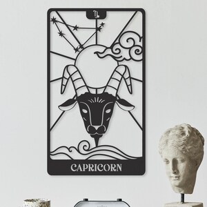 Décoration murale du zodiaque, Capricorne, art astrologique, décoration horoscope, art céleste, art mystique, carte de tarot, décoration bohème, cadeau pour un ami, anniversaire