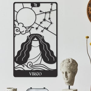 Decorazione murale con segno zodiacale Vergine, arte astrologica, decorazione oroscopo, arte celeste, arte mistica, carta dei tarocchi, decorazione boho, regalo per amici, compleanno