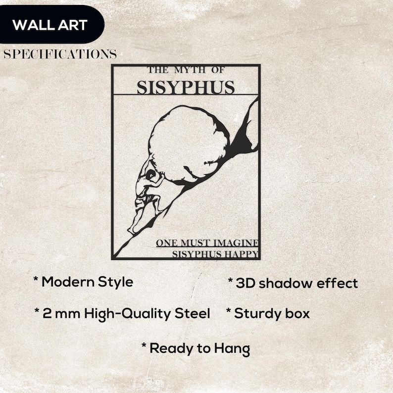 Sisyphus Wall Art, Motivational Wall Art, Greek Mythology Home Decor