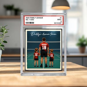 Custom Badminton Dad and Kids Trading Card, Personalized No.1 Dad Acrylic Block, Father’s Day Gift, Sports Keepsake Gift, Badminton Keepsake