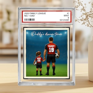 Soccer Daddy's Dream Team n° 1 papa, homme et enfants, style carte à collectionner, plaque acrylique personnalisée, fête des pères, cadeau d'anniversaire pour papa