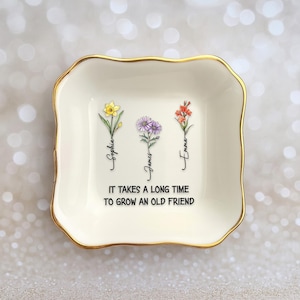 Personalisiertes Freundgeschenk Ringtablett, kundenspezifisches Blumenringtablett mit Namen, wenn Freunde Blumen wären, würde ich Sie wählen, Bestie-Geburtstagsgeschenk für Sie