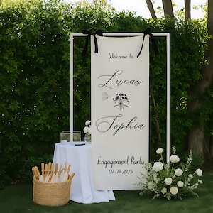 Personalized Wedding Welcome Banner: Modern Fabric Sign