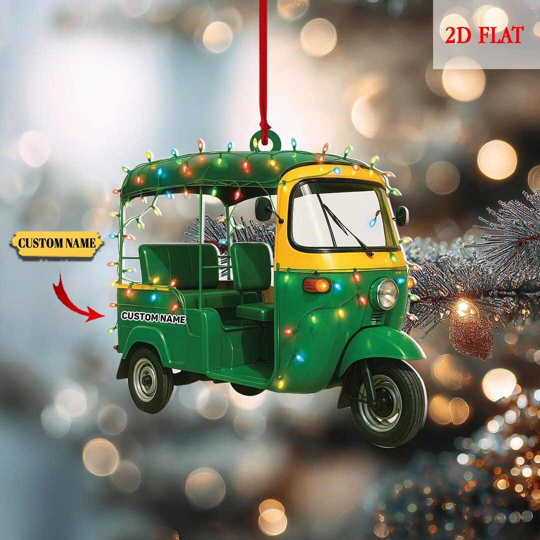 Custom Scooter Auto Rickshaw Truck 2D Flat Ornaments, Rickshaw Scooter ...