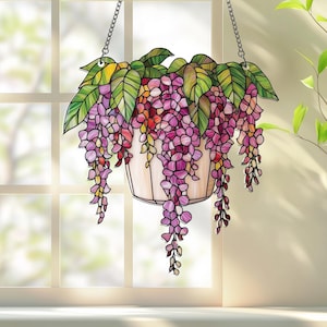 Wisteria Pot Acrylic Window Hanging, Gift for Garden and Nature Lovers, Wisteria Home Decor, Grandma Mom Birthday Gift, Wisteria Lover Gift