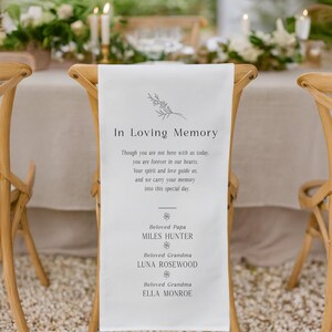 Reserved Wedding Memorial Chair Sign, Personalized Fabric Sign, Wedding Chair Banner In Memory Of Loved Ones, Custom Memorial Wedding Sign