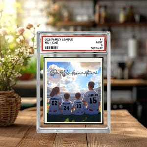 Soccer Daddy&#39;s Dream Team No. 1 Dad Man & Kids Trading Card Style Personalized Acrylic Block Plaque, Father&#39;s Day, Birthday gift for Dad