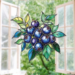 Blueberry Acrylic Window Hanging, fruit window decor, Fruit Lovers Gift, Perfect Mother’s Day Gift, Bilberry Huckleberry, Blueberry Wall Art