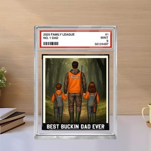 Cartão colecionável personalizado Hunting No. 1 Dad & Kids, placa de acrílico personalizada Hunter Dad, bloco de pai, presente de dia dos pais para Hunter Dad