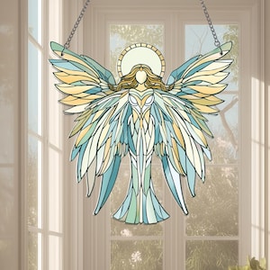 Angel with Wings Acrylic Window Hanging, Heaven Acrylic Window Hanging, Gift for Spiritual Angel Lovers, Gift for Mom, Whimsical Angel Decor