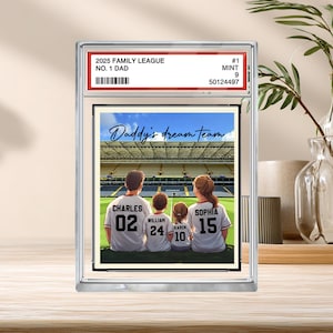 Soccer Daddy&#39;s Dream Team No. 1 Dad Man & Kids Trading Card Style Personalized Acrylic Block Plaque, Perfect Father Day Gift for Daddy Team