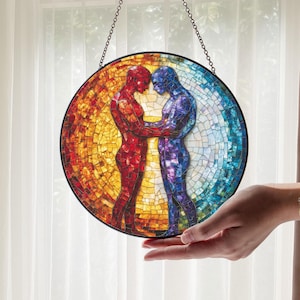 LGBTQ Paar Sonnenfänger, Gay Paar Silhouette Sonnenfänger, LGBTQ Sun Catcher, Gay Pride Romantisches Dekor, Romantisches LGBTQ Dekor, Hochzeitsgeschenk