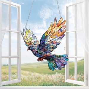 Dove Acrylic Window Hanging, Gift for Bird Lovers, Gift for Dove Lovers, Peace Dove Home Decor, Dove Ornament, Peace Gifts, Dove Ornament
