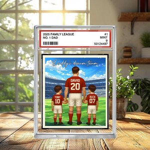 Soccer Daddy's Dream Team, No. 1 Dad Man & Kids Trading Card, Personalized Soccer Dad Acrylic Block Plaque, Father's day Gifts for Dad
