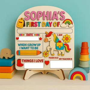 Customized First And Last Day School Sign, Back to School Sign, Kindergarten 1st Day of School Sign, First Day School Wooden School Board
