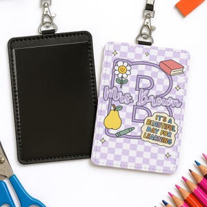 Tarjetero de cuero personalizado para profesores, cuaderno de composición con nombre, porta credencial, regalos de agradecimiento para profesores, regalo de regreso a clases.