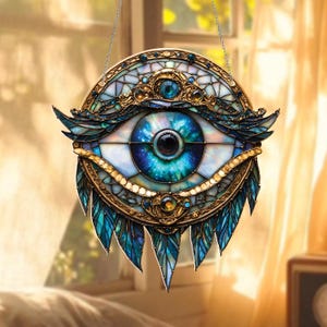 Seeing Eye Gothic Acrylic Window Hanging, Evil eye Hanging Decor, Protective Ornament, Evil eye spiritual hanging decor, Gift for Witchcore