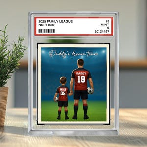 Soccer No. 1 Man & Kids Trading Card Personalized Acrylic Block Plaque, Father&#39;s Day Gift for Soccer Dad, Grandpa Gift, Soccer Lover Gift
