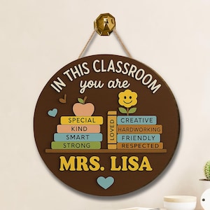 Personalized Teacher Door Sign, Back To School Gift, Teacher Sign, Classroom Door Hanger, Welcome Teacher Sign, Teacher Appreciation Sign