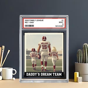 Plaque de cartes à collectionner Football n°1, papa et enfants, anniversaire, cadeau de fête des pères pour papa football américain, grand-père, amateur de football, joueur de football