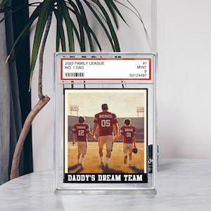 Voetbal nr. 1 Dad Man & Kids Trading Card-stijl Gepersonaliseerde acrylblokplaat, Vaderdagcadeau voor voetbalvader, cadeaus voor echtgenoot