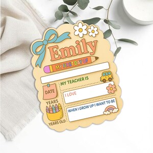 Personalized First Day School Sign, Back to School Sign, Kindergarten 1st Day of School Sign Reusable, Custom First Day School Sign